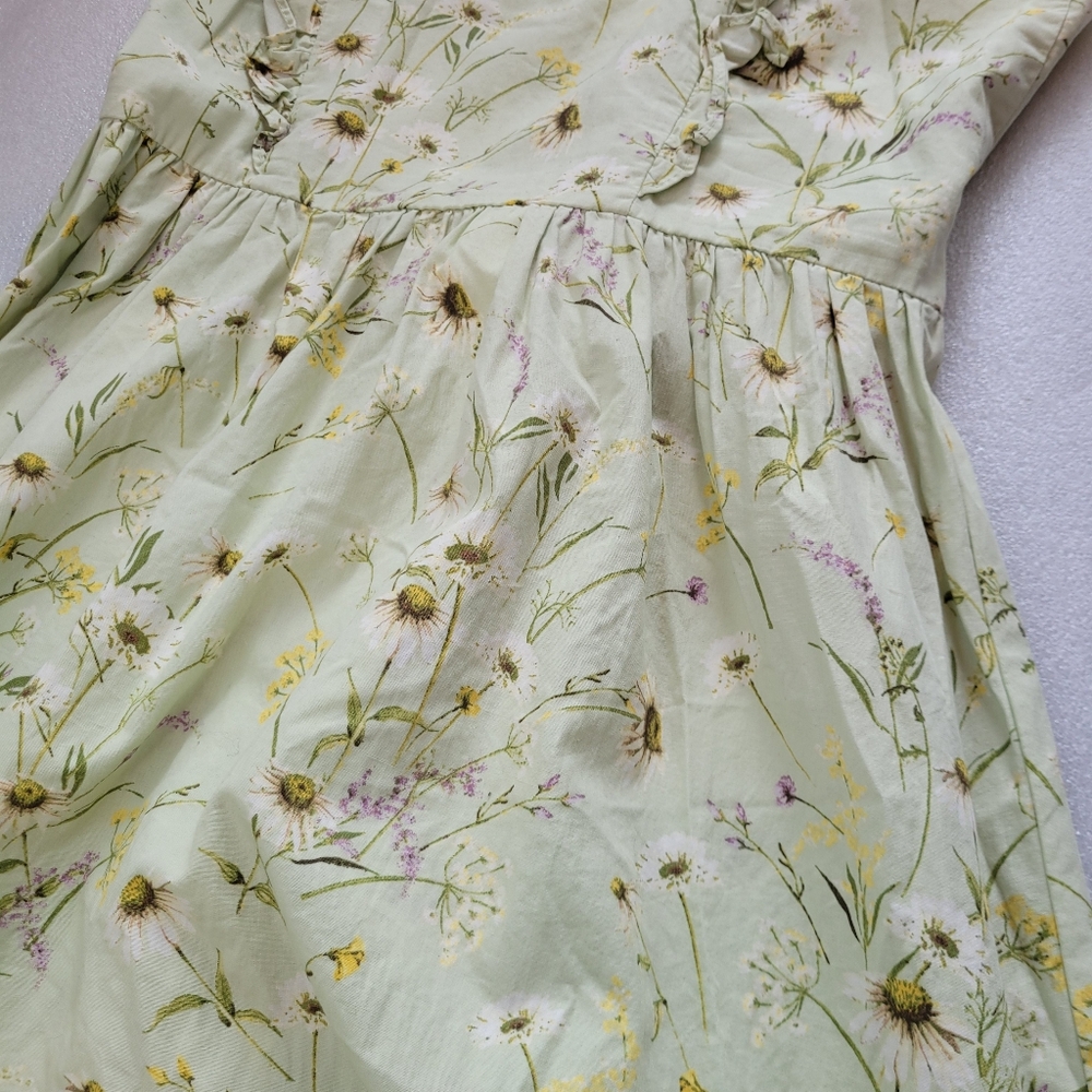 H&M Meadow Wildflowers Cottagecore Floral Dress Blogger Favorite Light Green S - Picture 8 of 16